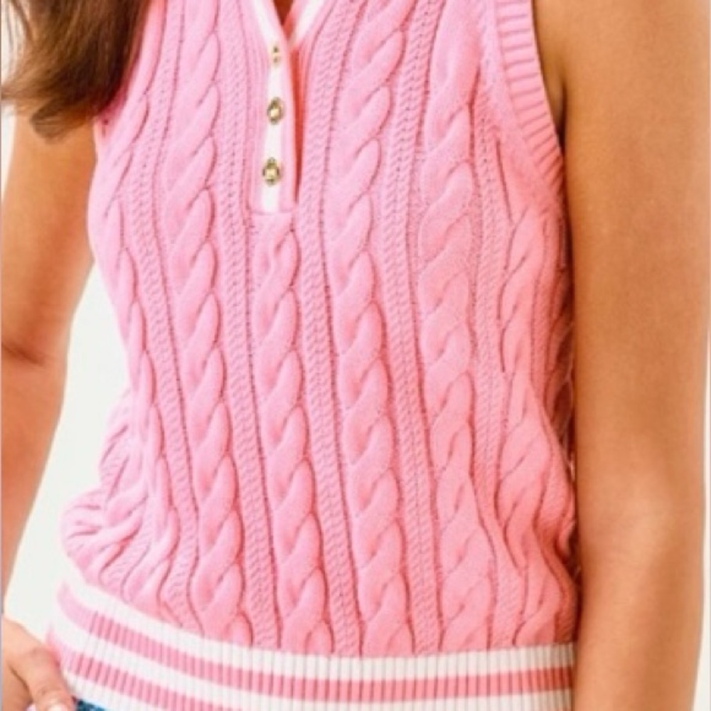 Lilly Pulitzer Pink Cable Knit Sweater Vest
